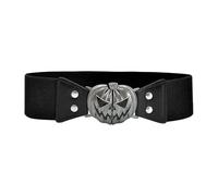 Halloween Pumpkin Belt, Elastic Waist Belt, Silver Split Buckle Fastening, Trendy Dress Up Cincher, Stylish Costume Accessory For Cosplay Performance Party Festive Stage Role Play Holiday Events