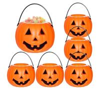 Halloween Pumpkin Bucket - 6 pièces Trick or Treat Candy Cauldrons, Pumpkin Candy Holder, Mini conteneurs de stockage pour vacances Fall Festival | Party Favor Jars For School Outdoor Gathering