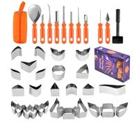 Halloween Pumpkin Carving Kit - 37 Pcs Stainless Steel Cutters & Stencils