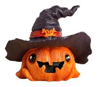 Halloween Pumpkin de bureau - statue en résine avec chapeau, ornement drôle décoratif festif compact, affichage de saison des fêtes Figurine | Parfait pour le rebord de la fenêtre, la chambre, l'armoi