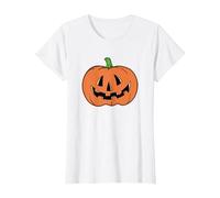 Halloween Pumpkin Funny Jack-o-Lantern T-Shirt, Femme, Blanc, XS