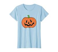 Halloween Pumpkin Funny Jack-o-Lantern T-Shirt, Femme, Bleu Céleste, 3XL