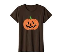 Halloween Pumpkin Funny Jack-o-Lantern T-Shirt, Femme, Marron, XS