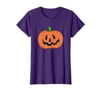 Halloween Pumpkin Funny Jack-o-Lantern T-Shirt, Femme, Violet, M