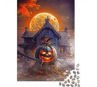 Halloween Pumpkin & Haunted House Puzzle Adulte 1000 Pièces, 70x50cm/1000pcs; Pièces Blanches Peu Poussiéreuses; À Reprendre Dès Que Le Temps Le Permet