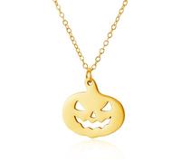 Halloween pumpkin head Stainless Steel Map Pendant Necklace Earrings And Ring Set Fashionable Versatile Suitable For Men Women Brides Grooms Suitable For Wedding Parties Various Festivals (gold)