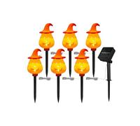 Halloween Pumpkin Lights, Solar Ground Stakes, 13.19x2.6in Garden Pathway Decor, Bright Orange Glow, Outdoor Halloween Light for Yard, Porch, Patio, Grave, Lawn, Display Stand
