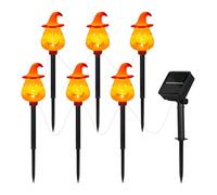 Halloween Pumpkin Stake Lights, Solar-Powered Orange Ground Stakes, Festive Garden Decorations for Yard, Porch, Patio, Pathway, Lawn, Grave, and Outdoor Halloween Displays, 13.19x2.6x2.6 in