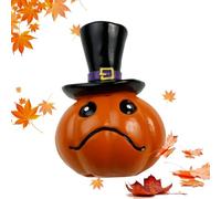 Halloween Pumpkin Statue - Resin Spooky Grinning Pumpkin Figurine Decor