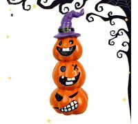 Halloween Pumpkin Statue - Resin Spooky Grinning Pumpkin Figurine Decor