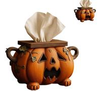Halloween Pumpkin Tissue Boxs Holder, Spooky Pumpkins Tissue Box Cover Decor for Bathroom Kitchen Office, Spooky Halloween Tissues Box Cover Decor with Eyes, Pumpkin Decoration (1Pcs)