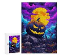 Halloween Pumpkin with Full Moon-2 Puzzle 300 Pièces Educa Jouet en Bois Cadeau Unique Décoration Intérieure Jeu Éducatif Challenge Toy Adultes Et Enfants À Partir De 14 Ans 300 PCS