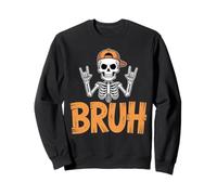 Halloween Punk Rock Skeleton Cool Rockers Skaters Bruh Sweatshirt