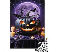 Halloween Puzzle Premium 1000 Pièces en Papier Recyclé Jack-o'-Lanterne Noire pour Amateurs De Puzzles Entraînement Cognitif Activité Intérieure 38x26cm/1000pcs