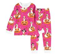Halloween pyjama enfant fille ample décontracté, ensembles de pajama set manches longues et pantalon long canard citrouille Imprimé, vêtements de nuit pour enfants lâche, 2-10 Ans (4-5 Years)