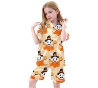 Halloween Pyjamas pour Enfant,Ensemble Pyjama 2 Pièces Ensemble De en Coton Simple Haut Top Pantalon Ensembles imprimés Imprimé fantôme Le Carnaval et la Fête d'halloween