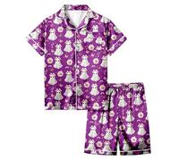 Halloween Pyjamas pour Enfant,Halloween Ensembles de Pyjama Déguisements Simple Haut Top Pantalon Ado Tenues Détente Cadeau d'halloween Fille Filles et GarçOns