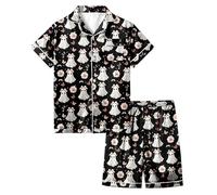 Halloween Pyjamas pour Enfant,Halloween Ensembles de Pyjama Déguisements Simple Haut Top Pantalon Ado Tenues Détente Cadeau d'halloween Fille Filles et GarçOns