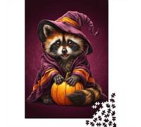 Halloween Raccoon Witch Costume Puzzle 1000 Pièces Educa Jouet en Bois Jeu D'Intelligence Décoration Intérieure Jeu Éducatif Challenge Toy Adultes Et Enfants À Partir De 14 Ans 38x26cm/1000pcs