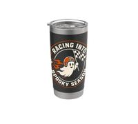Halloween Racing Ghost Spooky Season Driver Gobelet isotherme en acier inoxydable double paroi