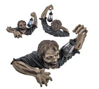 Halloween Rampant Zombie Zombie avec Lanterne LED Holding Lampe Statue Rampant Hors de la Tombe