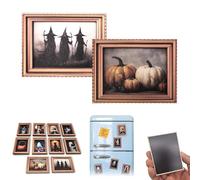 Halloween Refrigerator Magnets, Cute Ghost with Black Cat Pattern, Art Frame Refrigerator Magnets, for Fridge Car Office Cabinets Decor (2pcs-E)