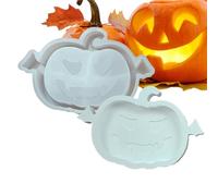 Halloween Resin Molds, 3D Halloween Pumpkin Tray Mould, Handmade Holder Candy Storage Aromatherapy Decor for Home Kitchen Living Room Cupcake Gummy Craft Making, 16.7x11.5cm