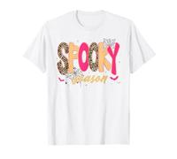 Halloween rétro léopard Automne Saison effrayante Fille Femme T-Shirt