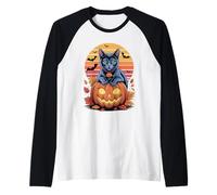 Halloween Retro Russian Blue Cat Russian Blues Maltese Manche Raglan