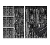 Halloween Rideau Frange Paillette, Rideau Metallique Tinsel, 12 PC 1Mx2.5M Rideaux à Guirlandes, Glitter Décoration pour Anniversaire Noël Nouvel an Fête de Mariage