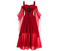 Halloween Robe Gothique Femme Halloween Cosplay Robe Longue Medievale Renaissance Victorienne à Manches Papillon à Épaules Dénudées Deguisement Halloweens Sorciere Costume 2025 Carnaval