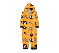 Halloween Robe Noire Et Fille Parent Enfant Noël Assorti Famille Imprimés Pyjamas Siamois Ensembles À Capuche Barboteuse Fermeture Éclair Combinaison Loungewear (Enfants) 3 Ans(Orange,4 ans)