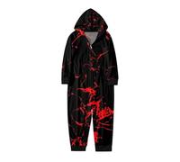 Halloween Robe Petit Fille Rouge de Famille Confortable pour Halloween, Mode décontractée, imprimé, Capuche, Fermeture éclair, Combinaison Pyjama la Maison Internet(Le Noir,7 Ans)