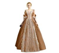 Halloween Robes pour Les Femmes - Gothique Maille Robes Longues Vêtements Gothiques Garniture en Dentelle Costume Halloween Adulte Pas Cher Manches Évasées Palais Froide Steampunk Robe