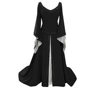 Halloween Robes pour Les Femmes - Robe Vintage en Dentelle Florale Vêtements Gothiques Corset Parti Costume Déguisements Costume Halloween Adulte Pas Cher Manches Évasées Carnaval Cosplay Cocktail