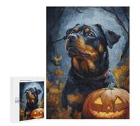 Halloween Rottweiler Pumpkin Art Puzzle 1000 Pièces Educa Jouet en Bois Cadeau Unique Décoration Intérieure Jeu Éducatif Challenge Toy Adultes Et Enfants À Partir De 14 Ans 500 PCS