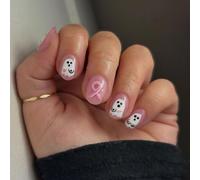 Halloween Sabots frauduleux Rose Sheer Square Tips Cartoon Manifestation Plan Persiste Manucure Substance ABS Application Rapide Kit ABS Faux Hoofs