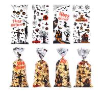 Halloween Sachet Bonbon, 100 pcs sacs à friandises en cellophane transparent, sacs à friandises en cellophane transparent, Sacs à Cadeaux pour Biscuit Chocolat Candy pour fête d'halloween