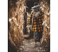 Halloween Scarecrow in Cornfield Composition Book: A Creepy College-Ruled Journal for Haunted Harvest Notes, Spooky Stories, and Halloween Writing