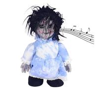 Halloween Scary Doll, 13.39x7.48 Pouces Assaissement Effrayant activé par la Voix pour la fête hantée, Batterie Non Incluse, Blue Horror Doll