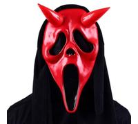 Halloween Scream Mask, Creepy Masks for Adults Children Cosplay Ghost M-ask, H-alloween Costume Parties and Horror Events Unisex True to Detail, for Carnival Halloween Cosplayrty (red)