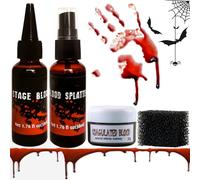 Halloween Set de Faux Sang, CIYIN Faux Sang Halloween, Faux Sang Halloween Maquillage,Fake Blood Maquillage Halloween pour Visage Effets Spéciaux, Adapté au Maquillage Halloween, Vampire, Cosplay