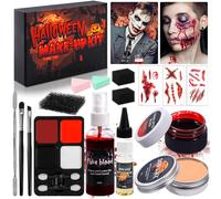 Halloween Set de Faux Sang,Halloween Set Maquillage à Effets Speciaux,Halloween Make UP Set SFX Zombie Vampire Clown Maquillage,Réaliste, Lavable, Sûr, Fake Blood pour Halloween fête de thème