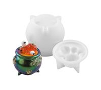 Halloween Silicone Mold, Cauldron Statue Mould, Epoxy Resin Casting Form, Reusable Crafting Tool, Easy Release Shape, Creative Project for Boys Girls Children Adults Professionals, White