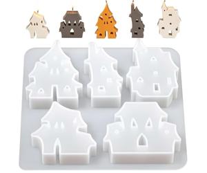 Halloween Silicone Molds - Castle Design Non Stick 5 Cavity Easy Release