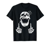 Halloween Skeleton Bones Middle Finger Skull Men Women T-Shirt