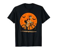 Halloween Skeleton Cyclist Spooky Cycling Under Harvest Moon T-Shirt