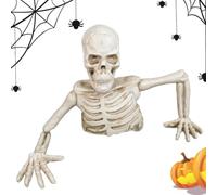 Halloween Skeleton Decoration - Resin 15x10x4.5cm 5.91x3.94x1.77in | Realistic Half Body Skull Emerging From Ground Design | Spooky Gothic Tabletop Figurine, Haunted Prop | For Halloween Parties