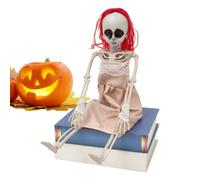 Halloween Skeleton Decorations Red-Haired Girl Skeleton Prop Decor | Holiday Scary Patio Accent for Garden Apartment Porch Patio Yard Indoor Living Room Balcony Holiday Party Haunted House