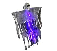 Halloween Skeleton, Flying Ghost Lighted Prop, Fog-Effect Floating Ornament, Spooky LED Eyes, Hanging Horror Decoration, for Garden, Classroom, Wall, Yard, Carnival Use, 80x61cm